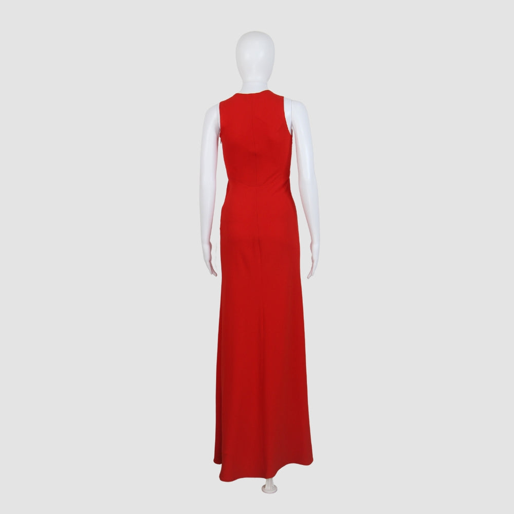 Sleeveless V-Neck With Neck Tie Maxi Dress