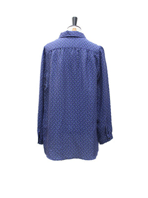 Atos Lombardini Blue Geometric Print Silk Blouse