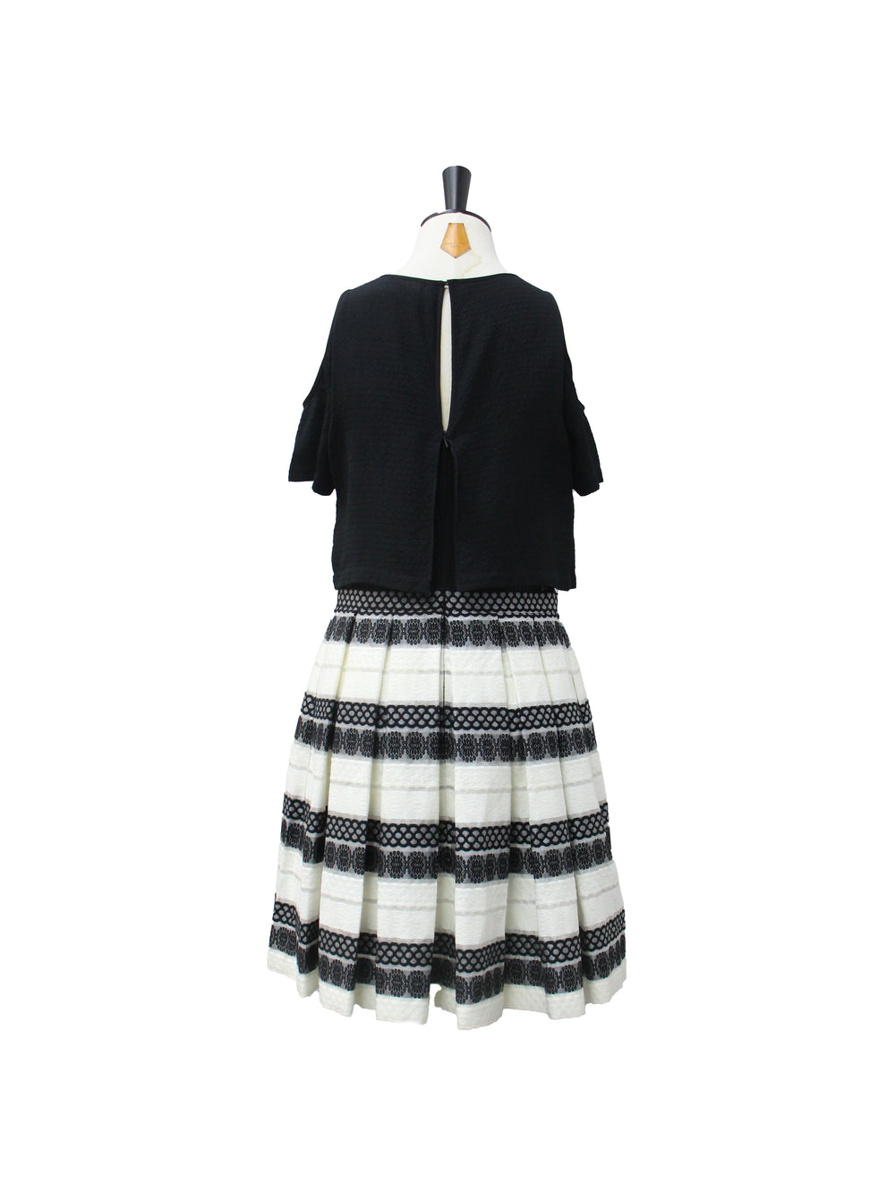 Karen Millen Black & White Textured Knit Skater Dress