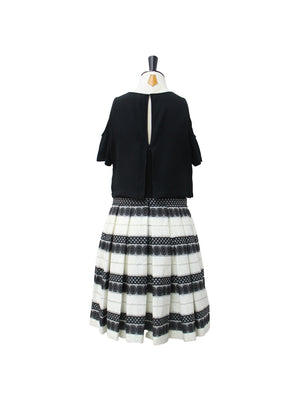 Karen Millen Black & White Textured Knit Skater Dress