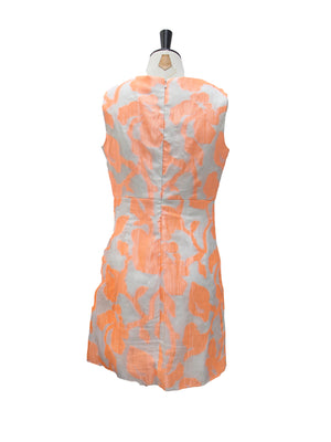 Diane von Furstenberg Orange Floral Jacquard Sleeveless Mini Dress