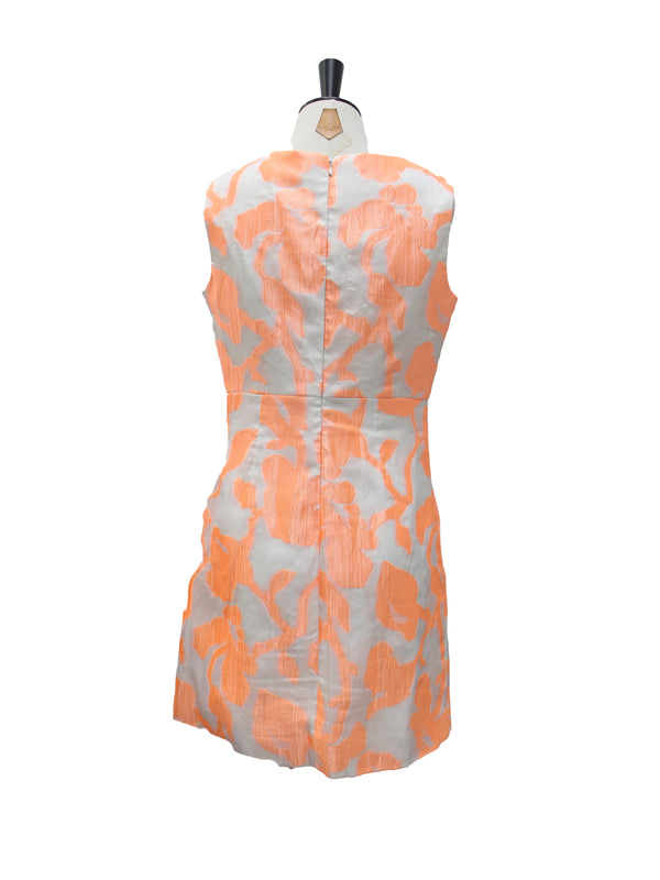 Diane von Furstenberg Orange Floral Jacquard Sleeveless Mini Dress