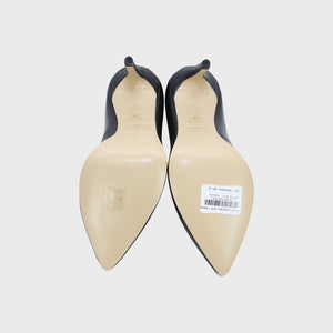 Black Leather Lace-Up High-Heels Shoes