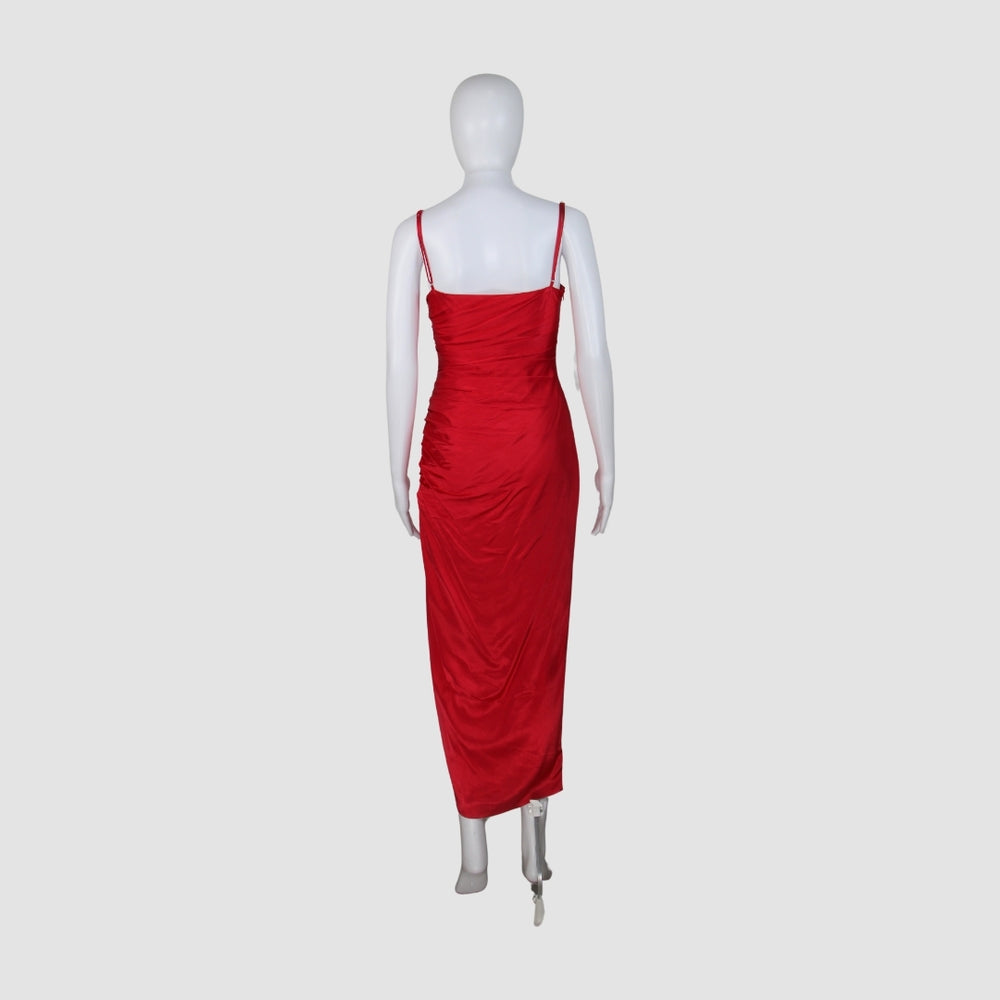 Satin Drape Midi Dress