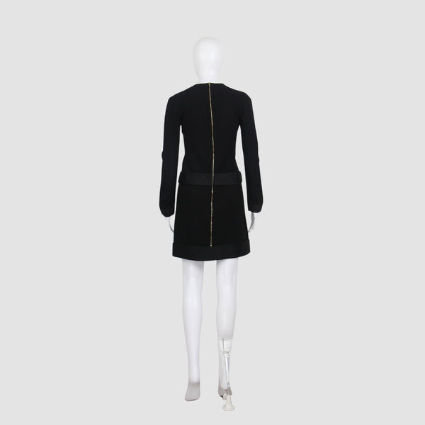 Victoria Beckham BLended Black & Red Long Sleeve Midi Dress