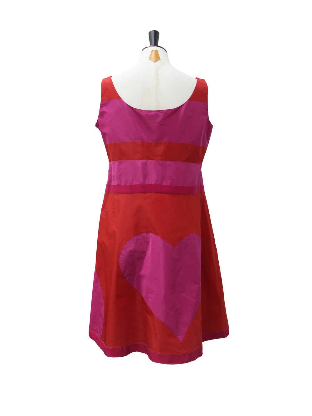 Moschino Red & Pink Heart Print Color Block Dress