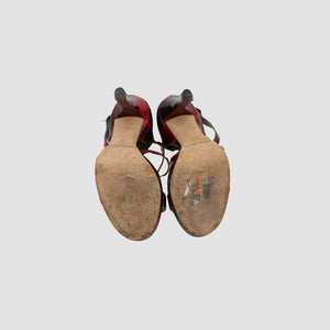 Tortoiseshell Patent Leather Criss Cross Sandals