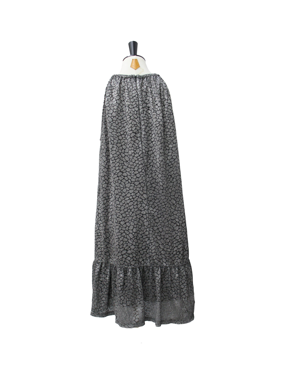 Michael Kors Metallic Print Halter Maxi Dress with Ruffled Hem