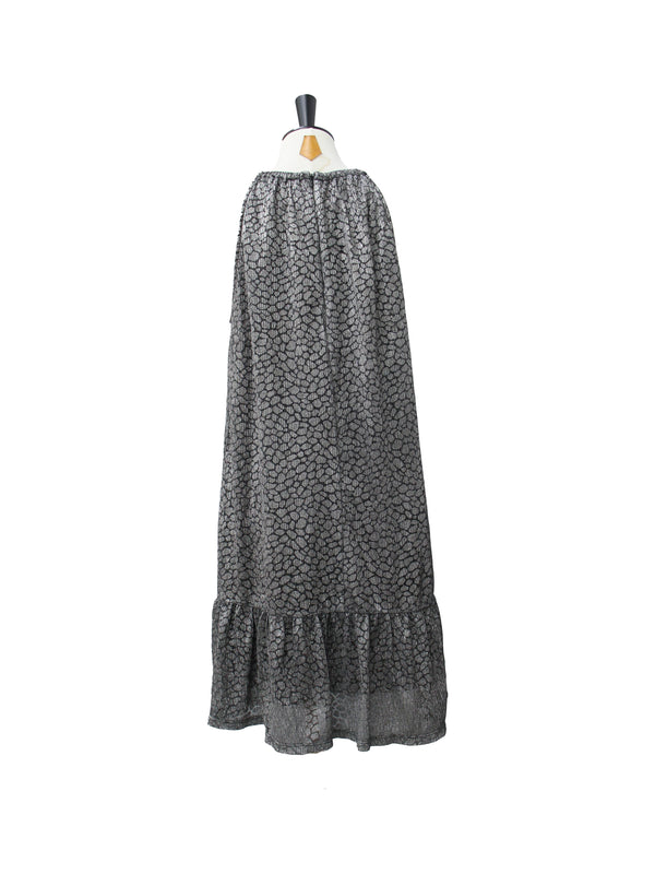 Michael Kors Metallic Print Halter Maxi Dress with Ruffled Hem