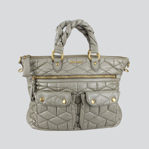 Gray Crossbody Quilting Leather Authentic Shoulder Bag