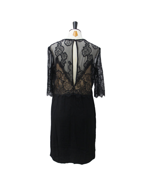 Sandro Black Lace Overlay Mini Dress