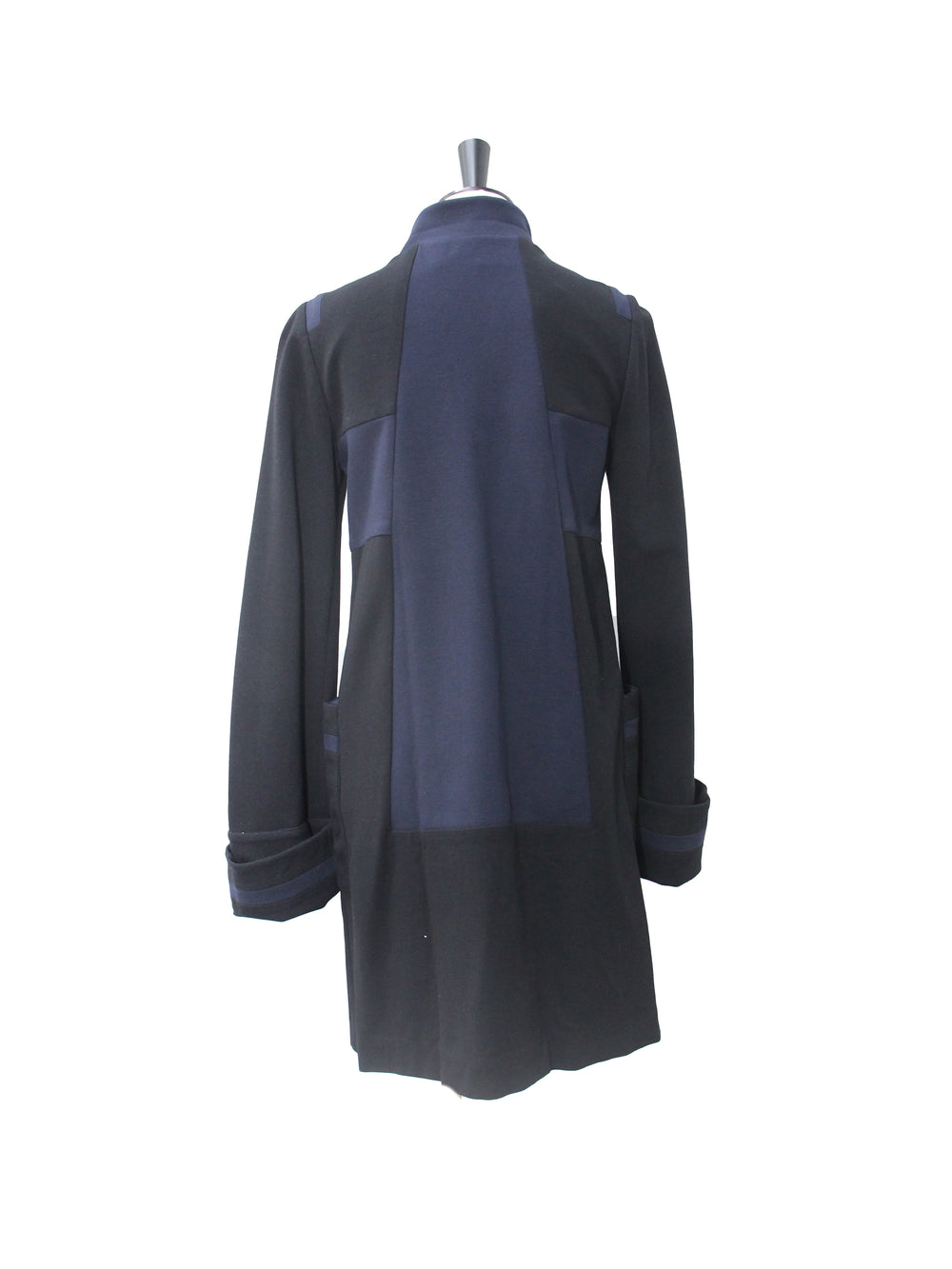 Diane von Furstenberg Navy & Black Panel Long Coat