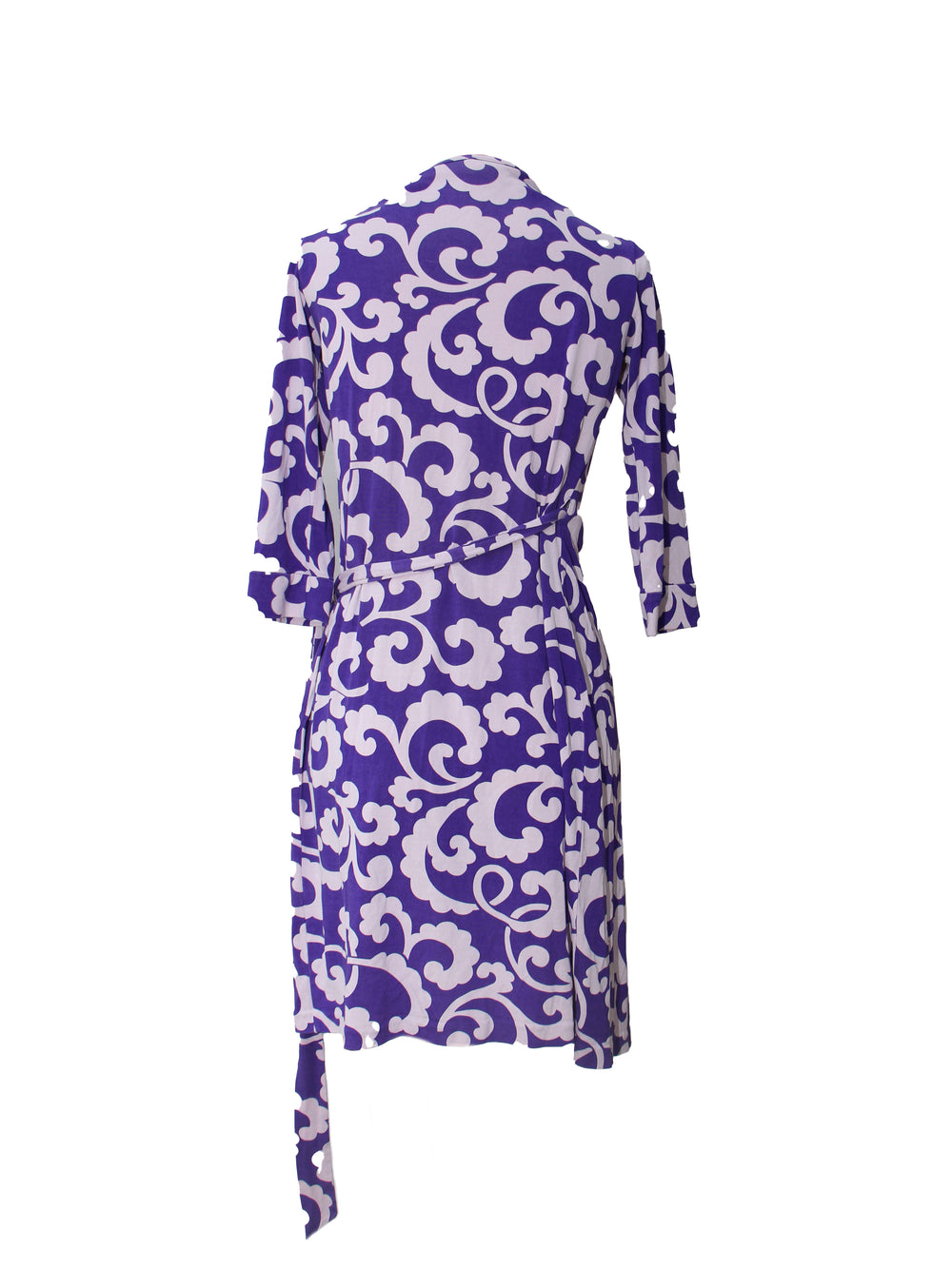 Diane Von Furstenberg Purple & White Swirl Print Wrap Dress