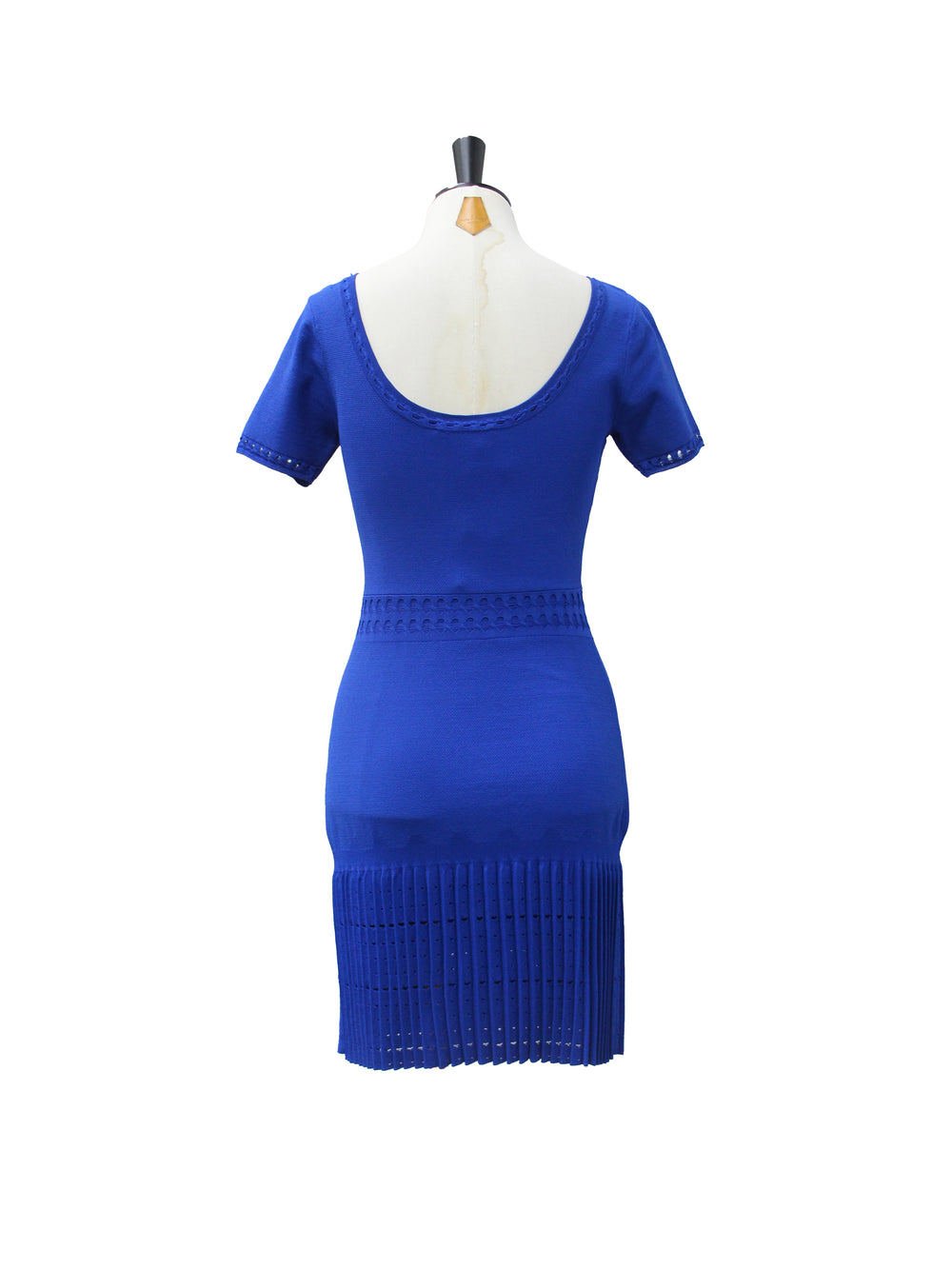 Sandro Royal Blue Knit Dress with Perforated Details
