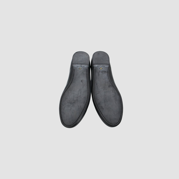 Navy Blue Leather Ballet Flats