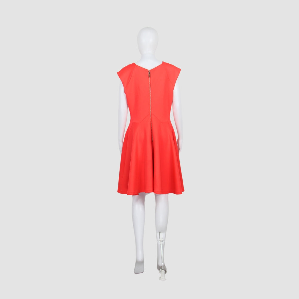 Ted Baker Orange Sleeveless Zipper Back Midi Dress