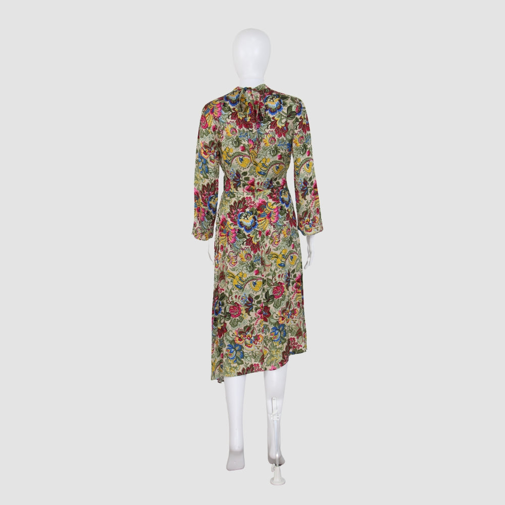 Floral Print Long Sleeve Midi Dress