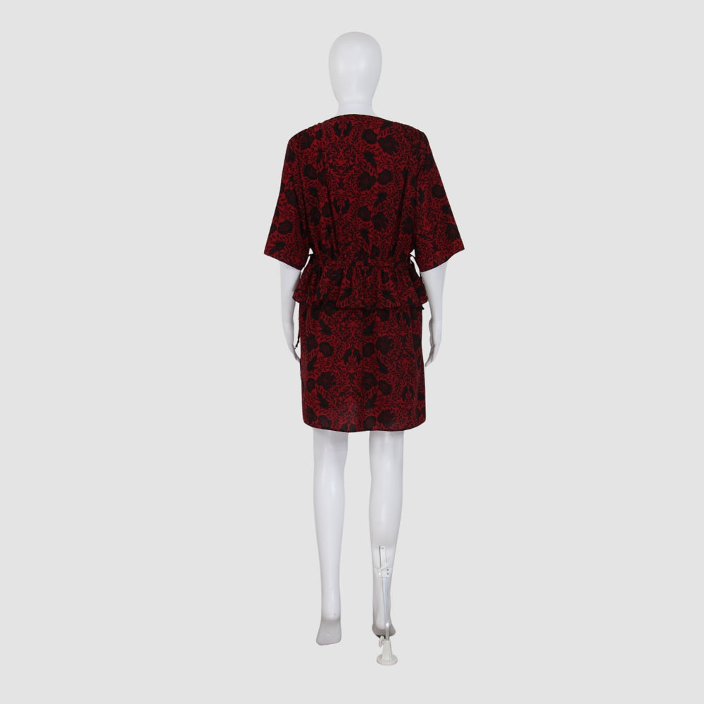 Floral Print V-Neck Short Sleeve Mini Dress