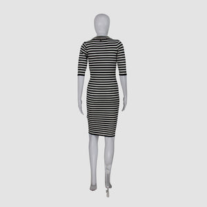 Black White Stripe Nero Star Mid Dress