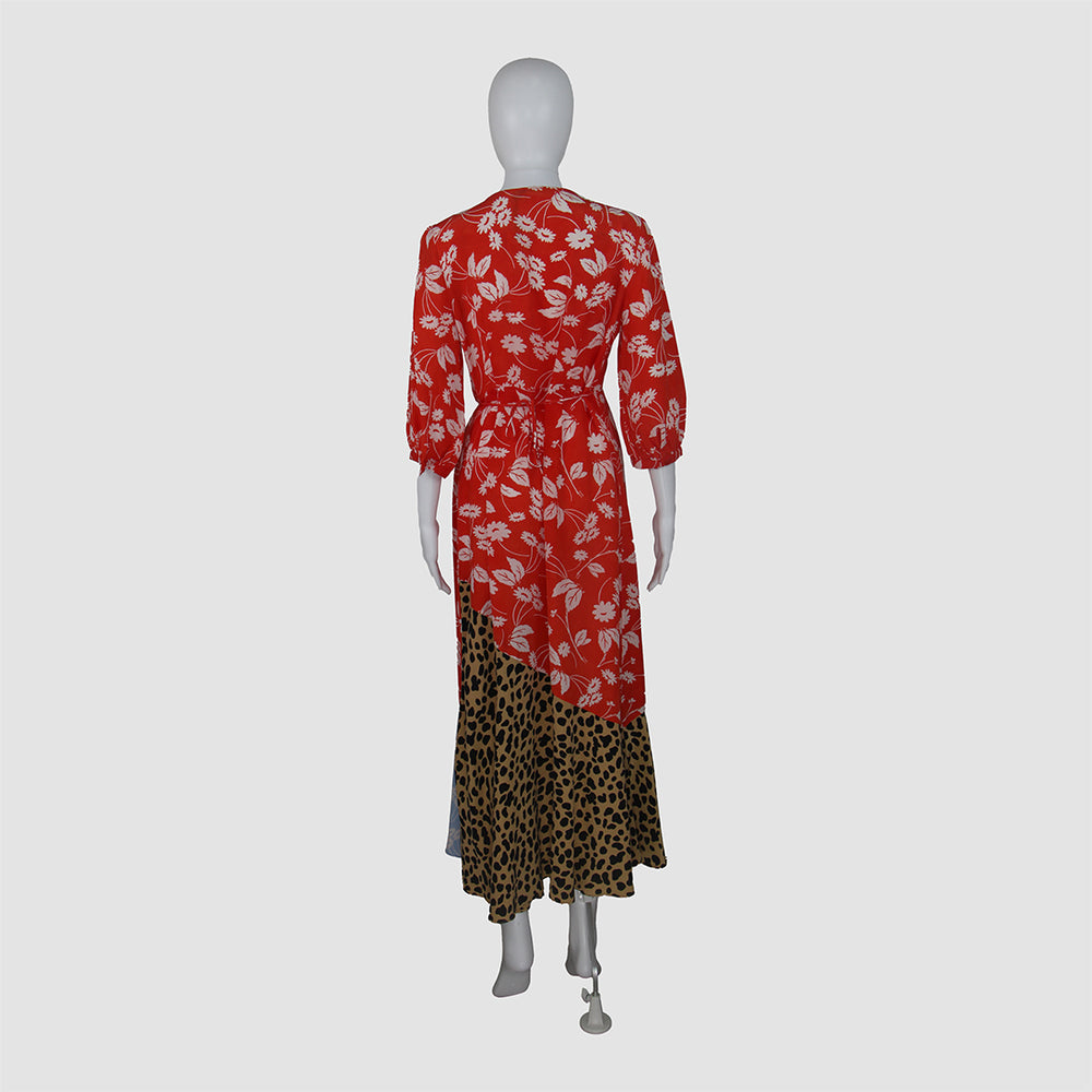 Noleen Paneled Printed Silk-Crepe Wrap Dress
