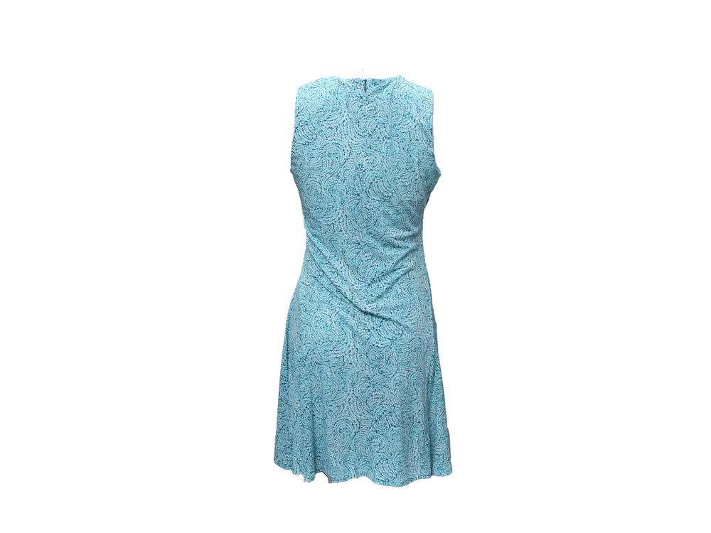 Michael Kors Teal & White Print Halter Midi Dress