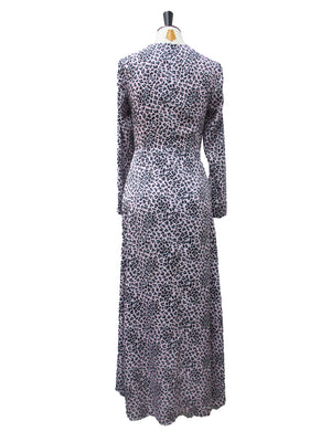 Maje Pink Leopard Print Cut-Out Maxi Dress