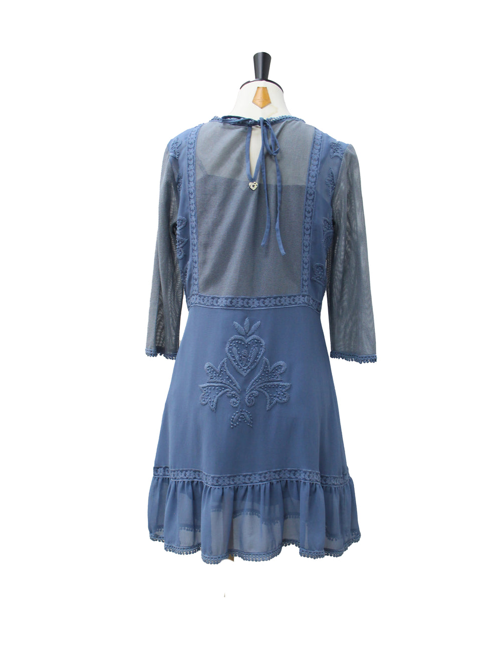 Twin-Set Simona Barbieri Blue Embroidered Lace Mini Dress