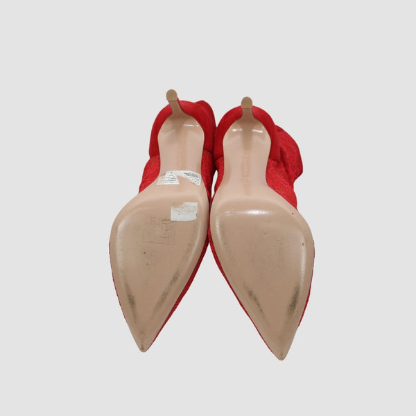 Red Suede And Lace Pointed Toe Annkle Booties