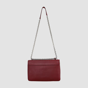 Leather Lock Flat Shoulder Bag
