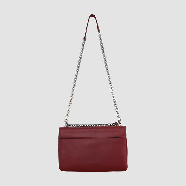 Leather Lock Flat Shoulder Bag