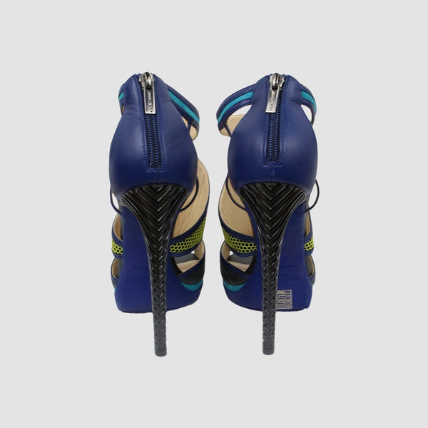 Calfskin Suede Enamel Lythe Mixed Media Platform Sandals