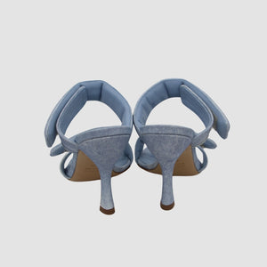 Light Blue Open Toe Square Toe Front Touch Strap Fastening Slip on Style