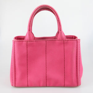 Prada Prada Pink Canapa Canvas Logo Print Tote