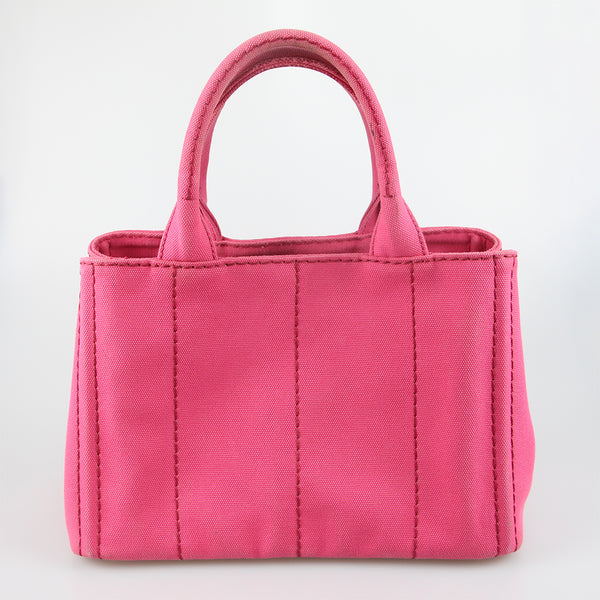 Prada Prada Pink Canapa Canvas Logo Print Tote