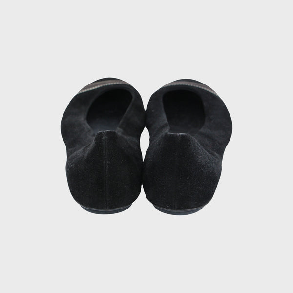 Black Suede Ballet Flat Shoes