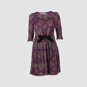 Vintage Logo Print Silk Mini Dress