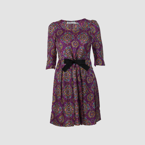 Vintage Logo Print Silk Mini Dress