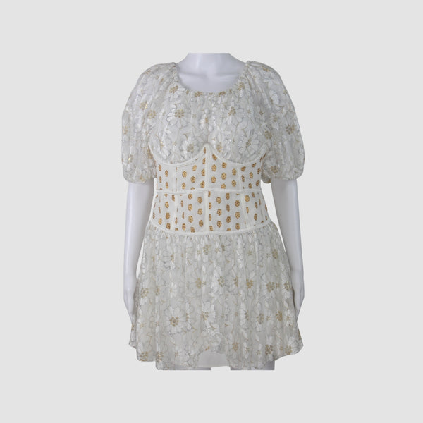 White Floral Lupita Mini Dress