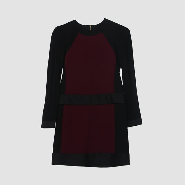 Victoria Beckham BLended Black & Red Long Sleeve Midi Dress