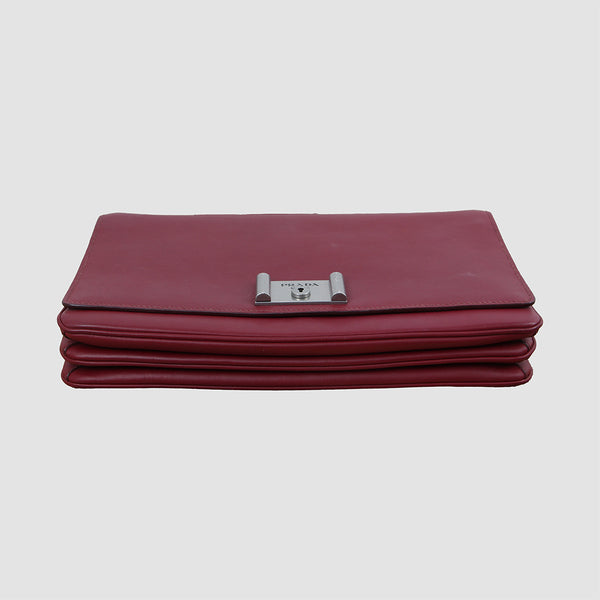 Leather Lock Flat Shoulder Bag