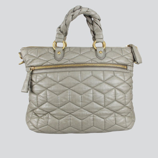 Gray Crossbody Quilting Leather Authentic Shoulder Bag