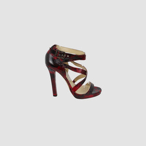 Tortoiseshell Patent Leather Criss Cross Sandals