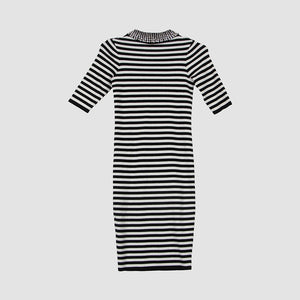 Black White Stripe Nero Star Mid Dress