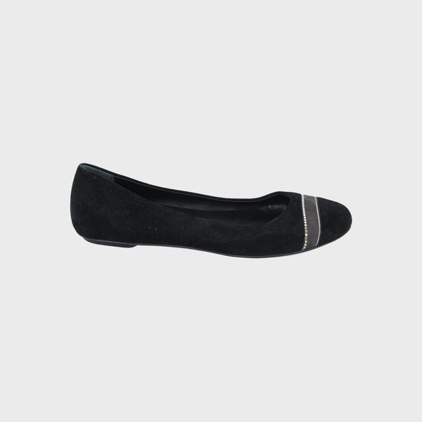 Black Suede Ballet Flat Shoes