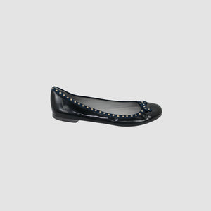 Navy Blue Leather Ballet Flats