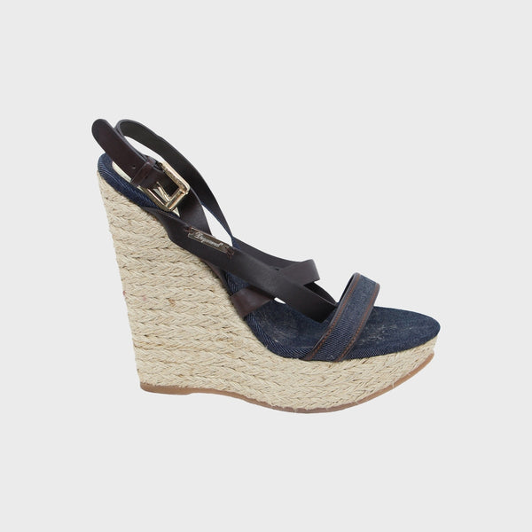 Blue Wedge Sandals