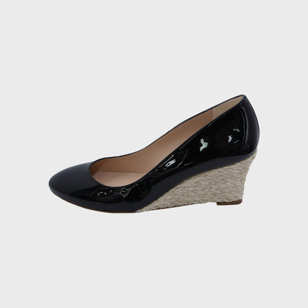 London Black Patent Leather Maddox Pump Wedged Heels