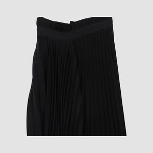 Balenciaga Black Crepe Plisse Asymmetric Midi Skirt