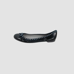 Navy Blue Leather Ballet Flats