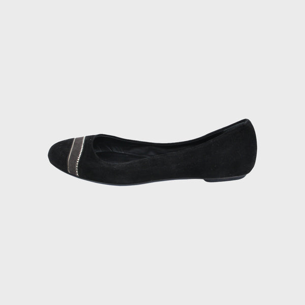 Black Suede Ballet Flat Shoes